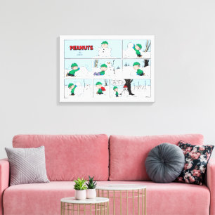 Linus Builds A Snowman Canvas Print