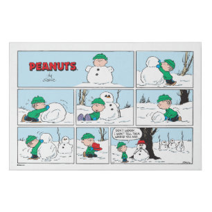 Linus Builds A Snowman Faux Canvas Print