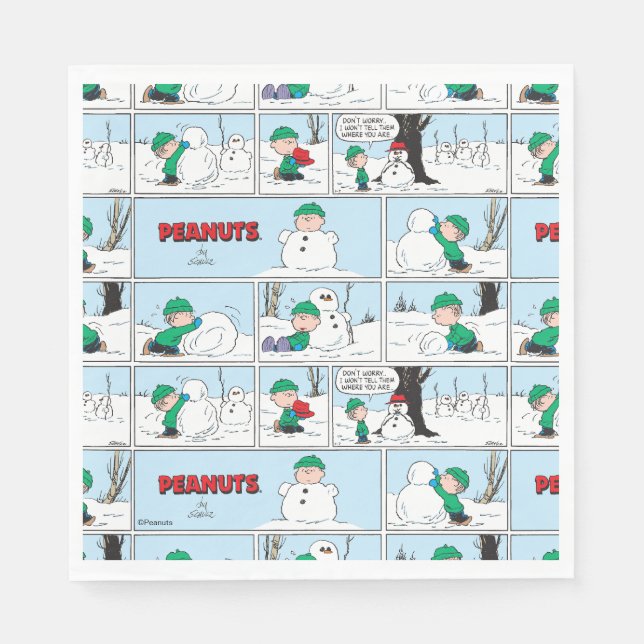 Linus Builds A Snowman Napkins (Front)