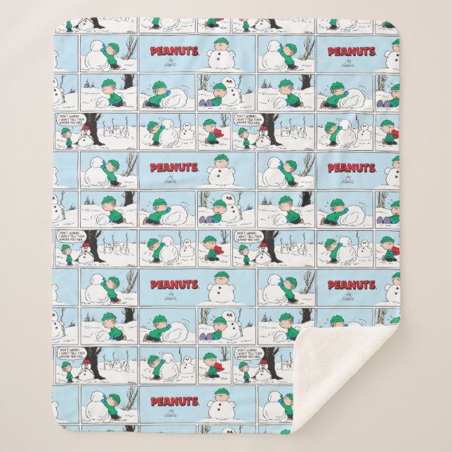 Linus Builds A Snowman Sherpa Blanket (Front)