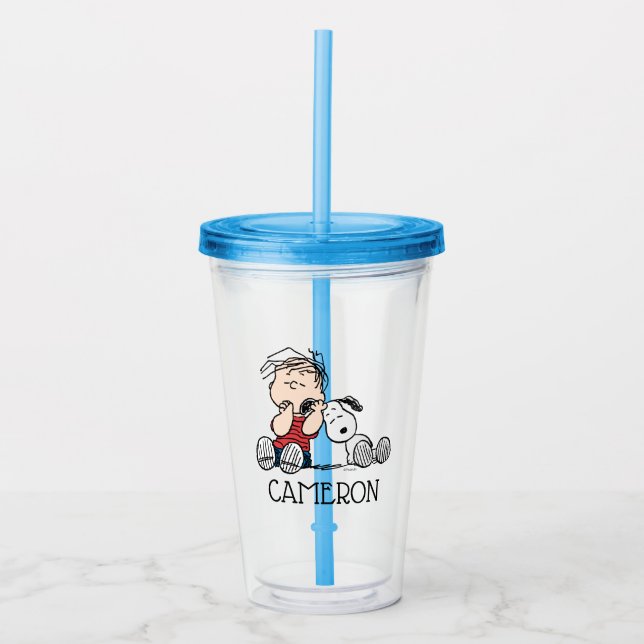 Linus Comforted With Snoopy's Ear Acrylic Tumbler (Front)