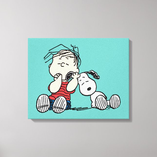 Linus Comforted With Snoopy's Ear Canvas Print (Front)