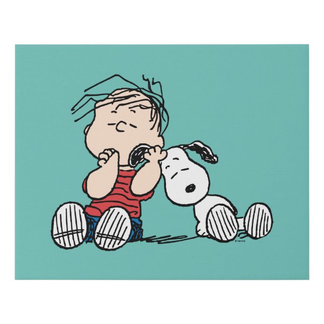 Linus Comforted With Snoopy's Ear Faux Canvas Print (Front)