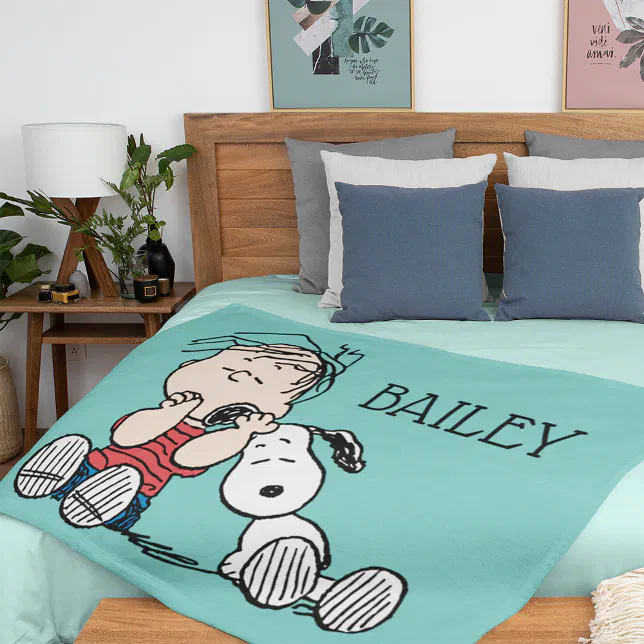 Linus Comforted With Snoopy's Ear Fleece Blanket