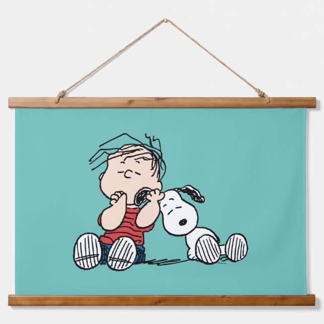 Linus Comforted With Snoopy's Ear Hanging Tapestry (Front)