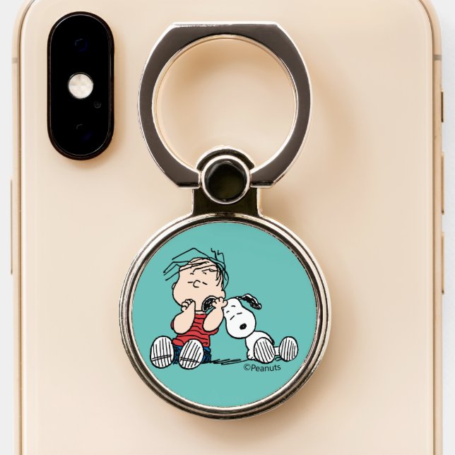 Linus Comforted With Snoopy's Ear Phone Ring Stand (Close Up)