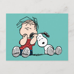 Linus Comforted With Snoopy's Ear Postcard
