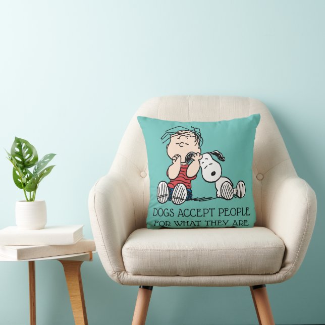 Linus Comforted With Snoopy's Ear Throw Pillow (Chair)