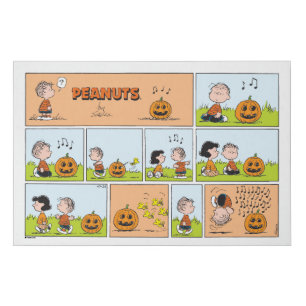 Linus & Lucy Singing Jack-O-Lantern Faux Canvas Print