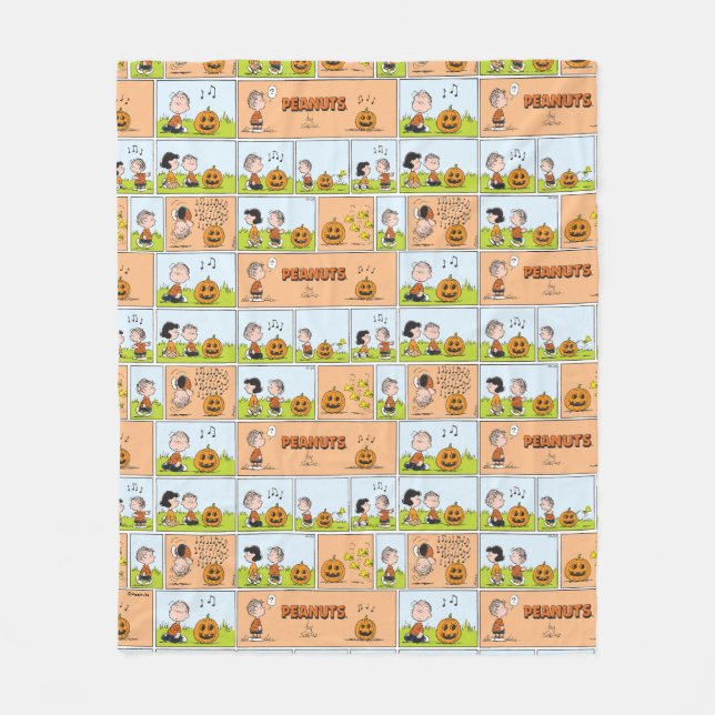Linus & Lucy | Singing Jack-O-Lantern Fleece Blanket (Front)