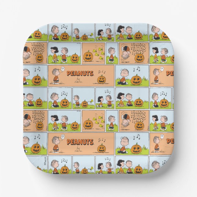 Linus & Lucy | Singing Jack-O-Lantern Paper Plates (Front)