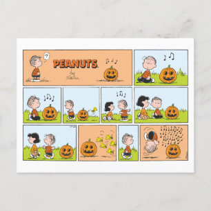 Linus & Lucy   Singing Jack-O-Lantern Postcard