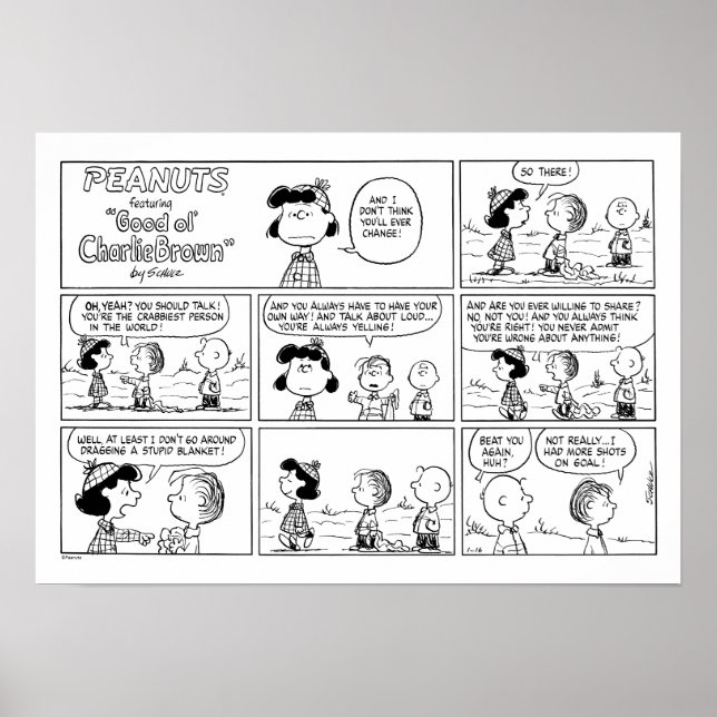 Linus Tells Lucy She's Crabby Poster (Front)