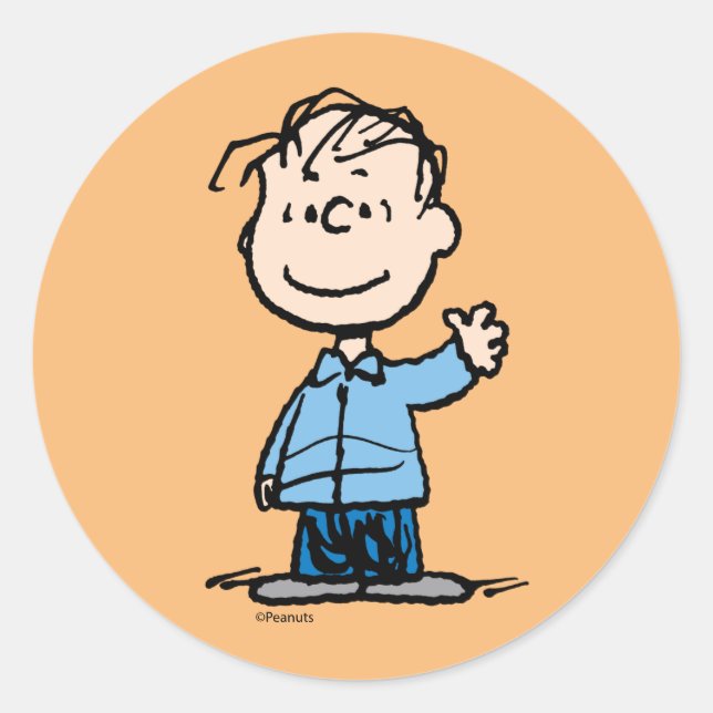 Linus Waving Classic Round Sticker (Front)