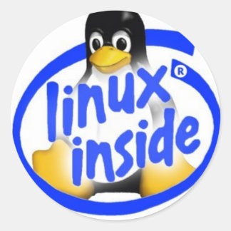 linux1 classic round sticker