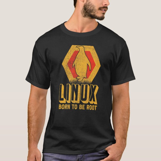 Linux Born To Be Root Nerd Software Operating Syst T-Shirt (Front)