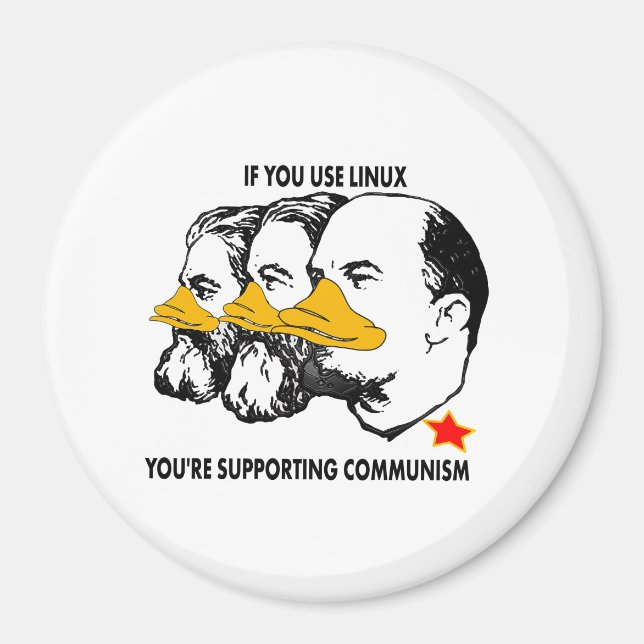 LINUX COMMUNISTS MARX ENGELS LENIN MAGNET (Front)