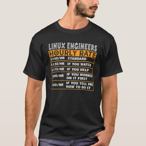 Linux Engineer Hourly Rate Unix Geek Cloud Program T_Shirt