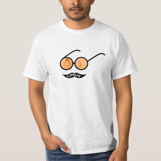 Linux Geek Mustache T-Shirt (Front)