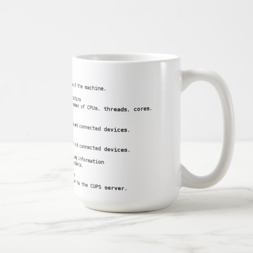 Linux Hardware Detection Commands Coffee Mug