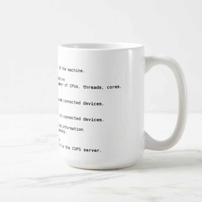 Linux Hardware Detection Commands Coffee Mug (Right)