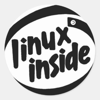 Linux Inside Classic Round Sticker by Clip_arts at Zazzle