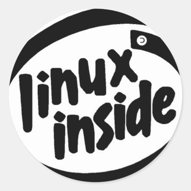 Linux inside classic round sticker (Front)
