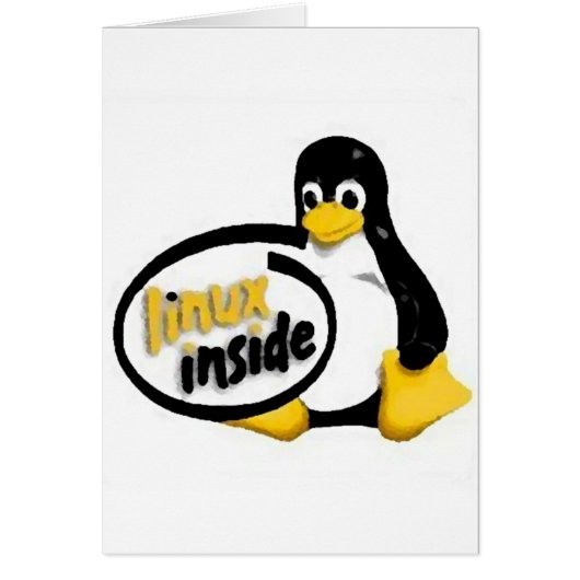 LINUX INSIDE Tux the Linux Penguin Logo Cards (Front)