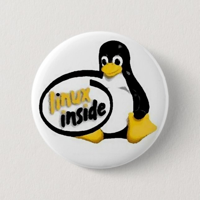 LINUX INSIDE Tux the Linux Penguin Logo Pinback Button (Front)