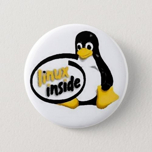 LINUX INSIDE Tux the Linux Penguin Logo Pinback Button
