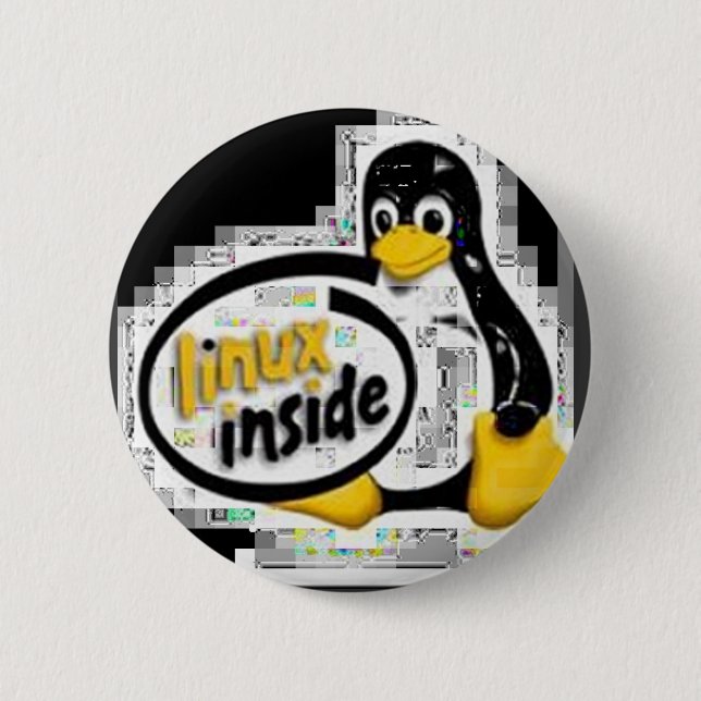 LINUX INSIDE Tux the Linux Penguin Logo Pinback Button (Front)