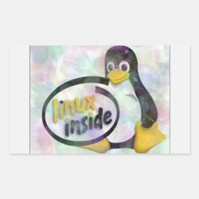 LINUX INSIDE Tux the Linux Penguin Logo Rectangular Sticker (Front)