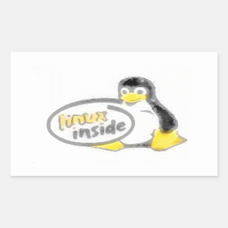 LINUX INSIDE Tux the Linux Penguin Logo Rectangular Sticker