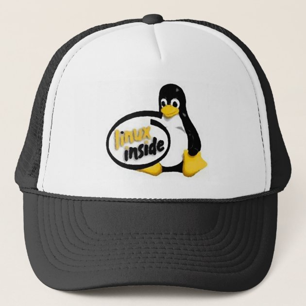 LINUX INSIDE Tux the Linux Penguin Logo Trucker Hat | Zazzle