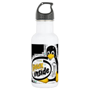 LINUX INSIDE Tux the Linux Penguin Logo Water Bottle