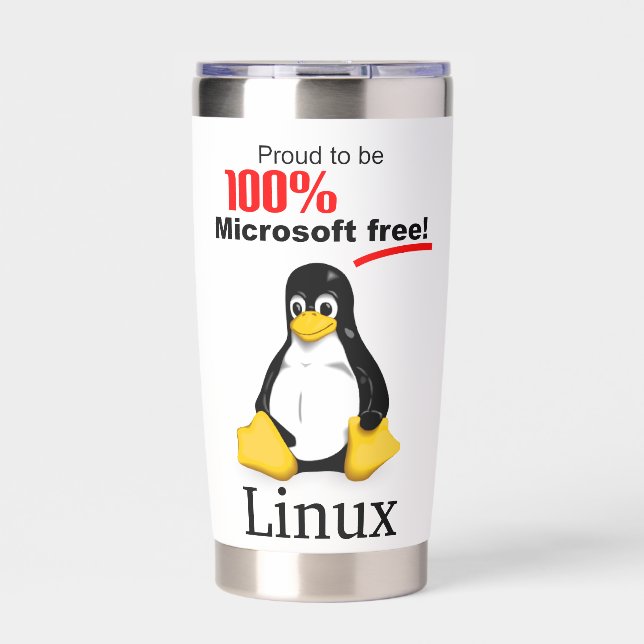 Linux Insulated Water Bottle - Microsoft Free Tumbler (Front)