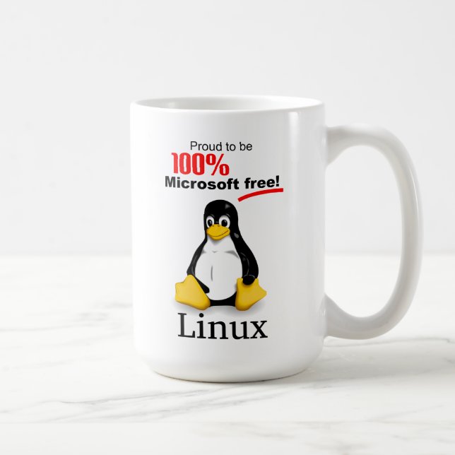 Linux Large Coffee Mug (Left) - Microsoft Free (Right)