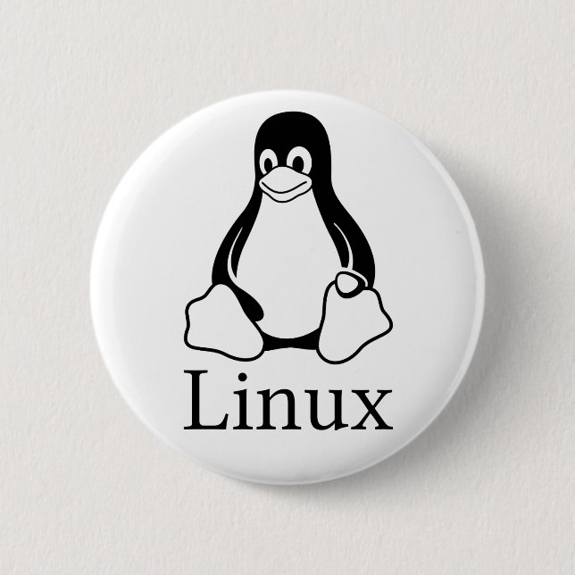Linux Logo w/ Tux the Linux Penguin Button (Front)