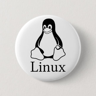 Linux Logo w/ Tux the Linux Penguin Button