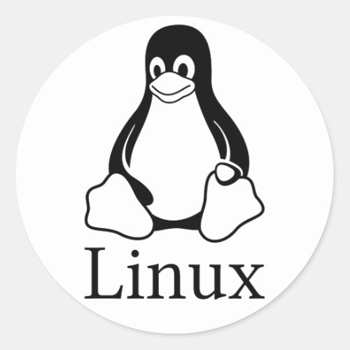 Linux Logo w Tux the Linux Penguin Classic Round Sticker