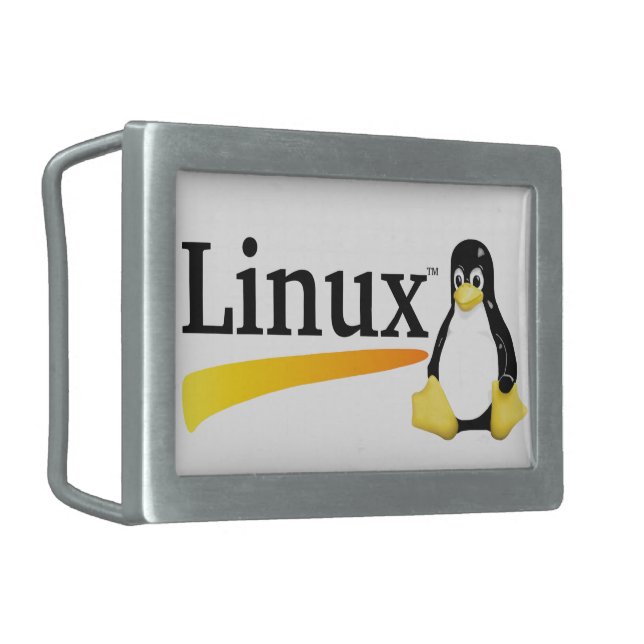 Linux Logo with Tux Products Belt Buckle (Front Left)