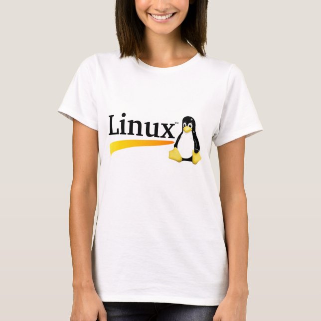 Linux Logo with Tux Products T-Shirt (Front)