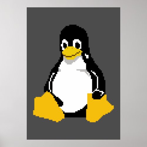 Linux Mascot  Linux Penguin  Tux In Pixel Art Poster