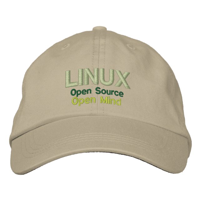 LINUX: Open Source, Open Mind Embroidered Baseball Cap (Front)