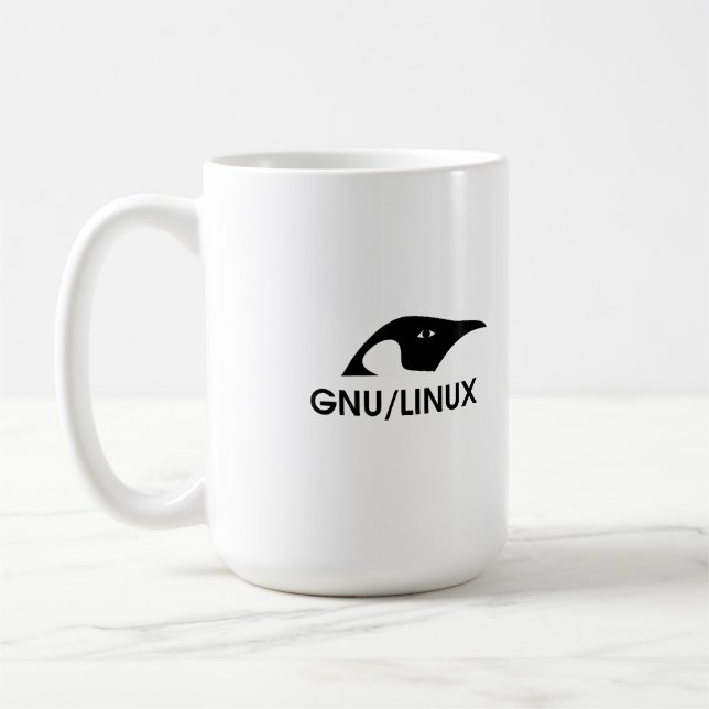 Linux "Real men use the command line" coffee mug (Left)