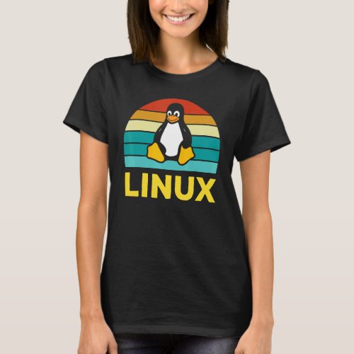 Linux Retro Vintage Penguin Geek Operating System  T_Shirt