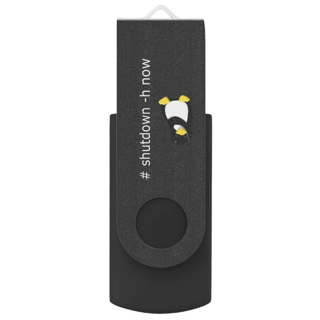 Linux Shutdown Command - Funny Linux Programmer Flash Drive (Front Vertical)
