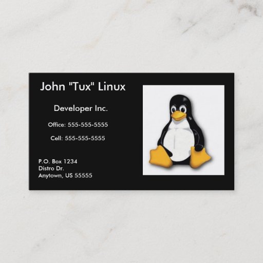 Customizable Linux Tux Business Card