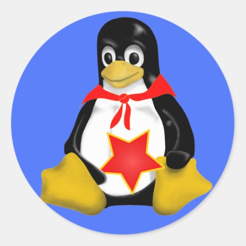 LINUX TUX COMMUNIST PARTISAN CLASSIC ROUND STICKER