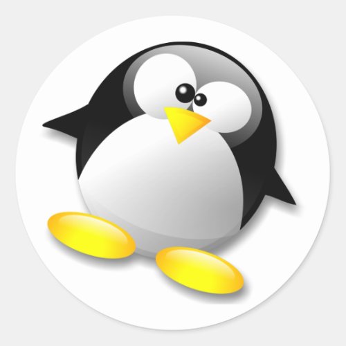 LINUX TUX CRYSTAL CLASSIC ROUND STICKER